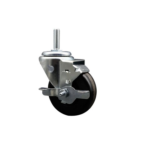 Service Caster 35 Inch Phenolic Wheel Swivel 34 Inch Threaded Stem Caster with Brake SCC SCC-TS20S3514-PHS-TLB-34212